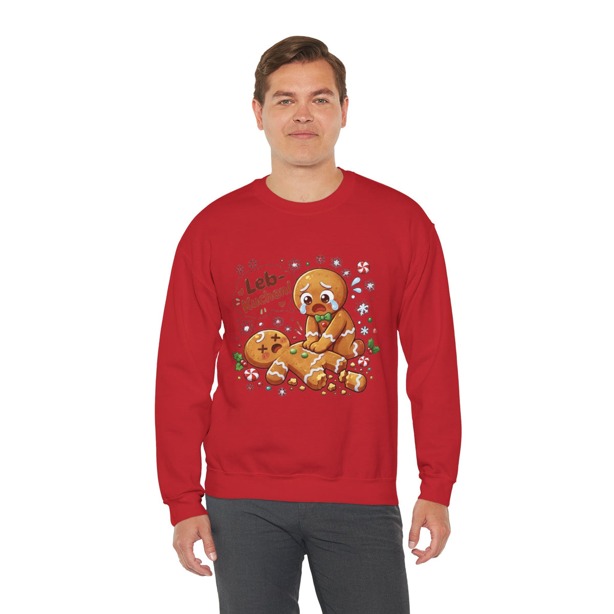 Weihnachtssweatshirt mit lustigem Lebkuchen-Motiv
