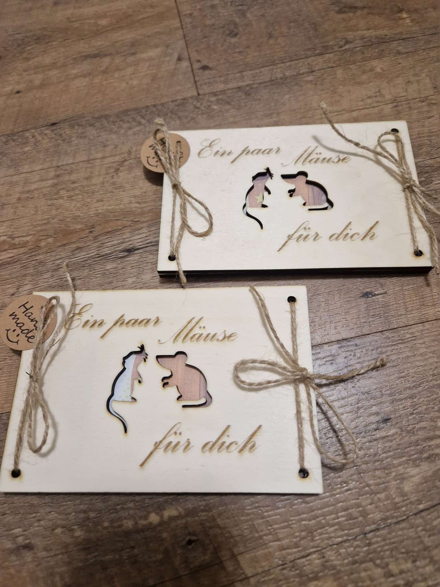 Holzkarte "Ein paar Mäuse für dich"
