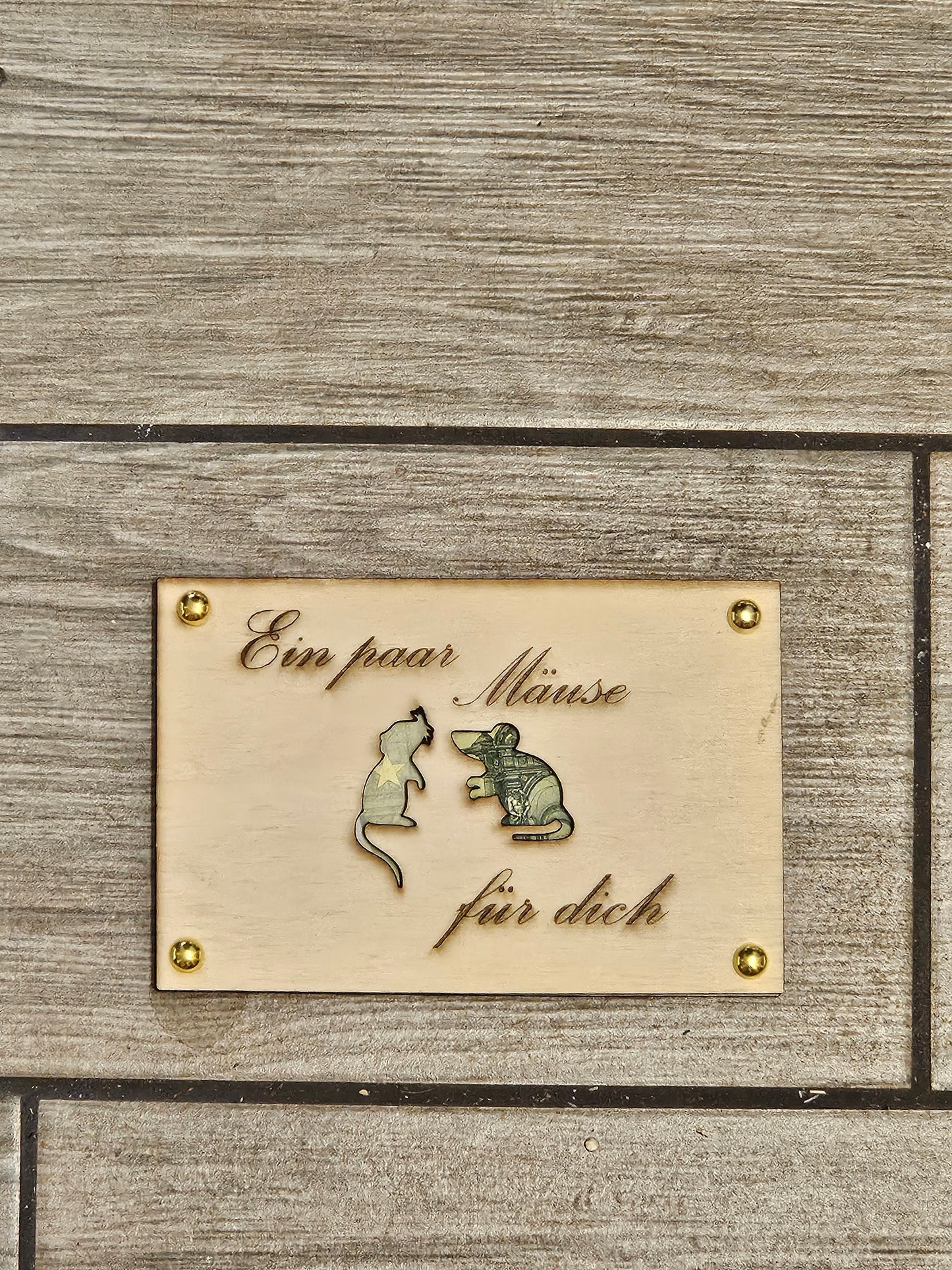 Holzkarte "Ein paar Mäuse für dich"