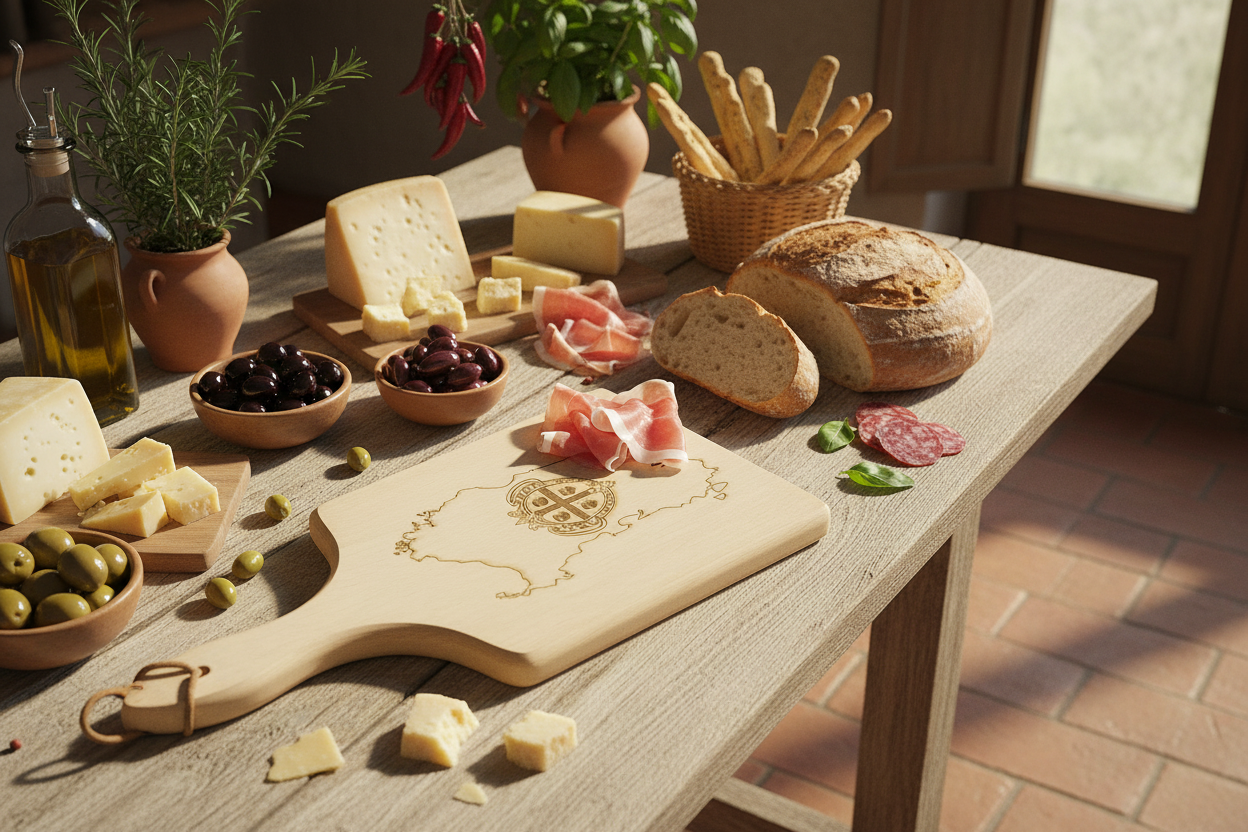 Holzbrett Sardinien Lifestyle - Mediterrane Küche mit italienischen Antipasti