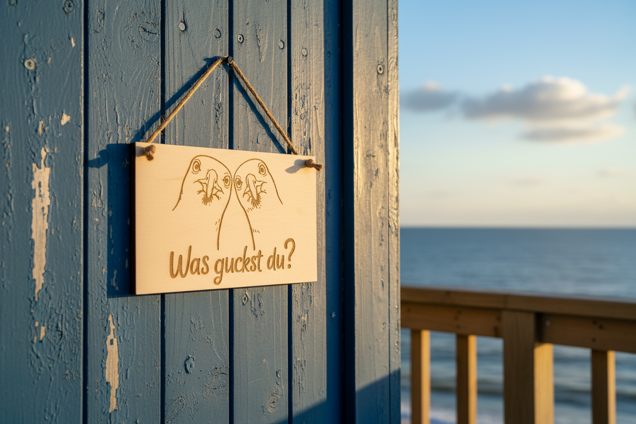 Holzschild Was guckst du – Lifestyle Strandhaus