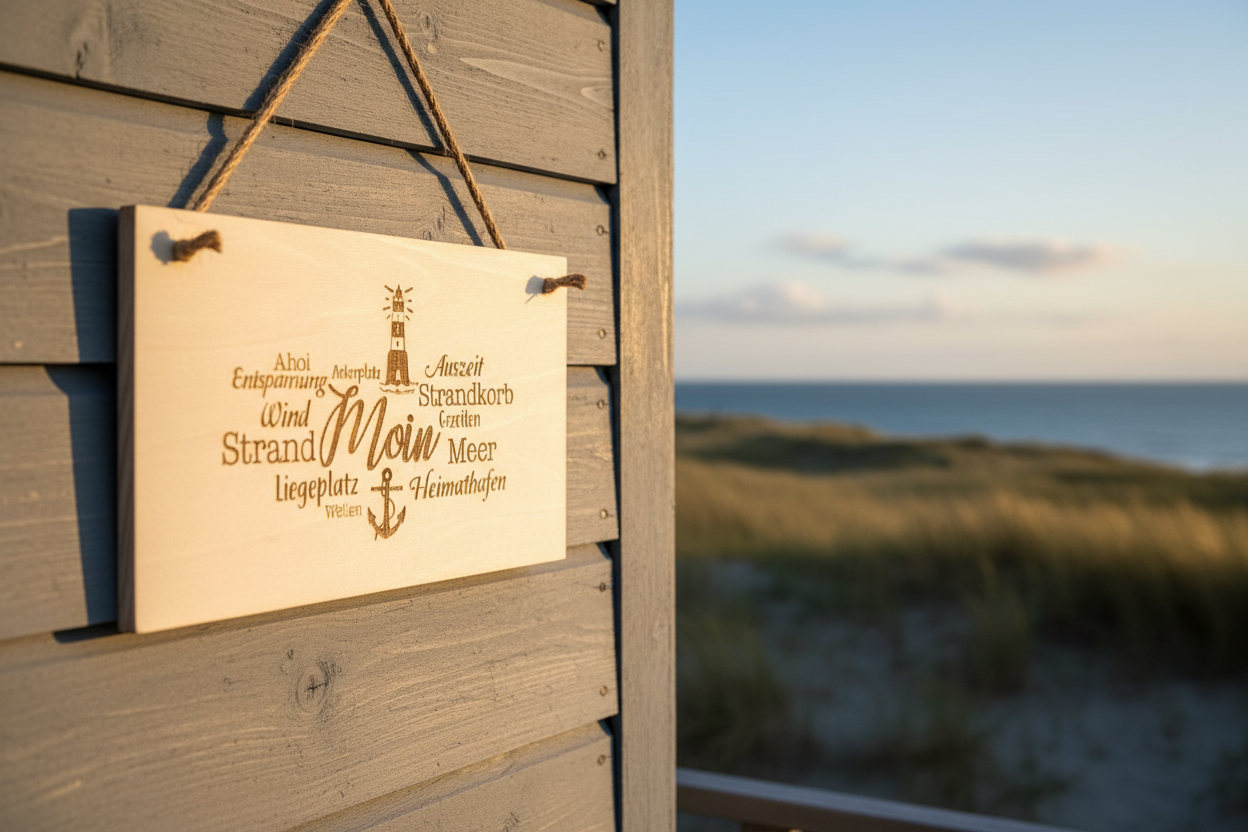 Holzschild Moin Wortwolke – Lifestyle Strandhaus