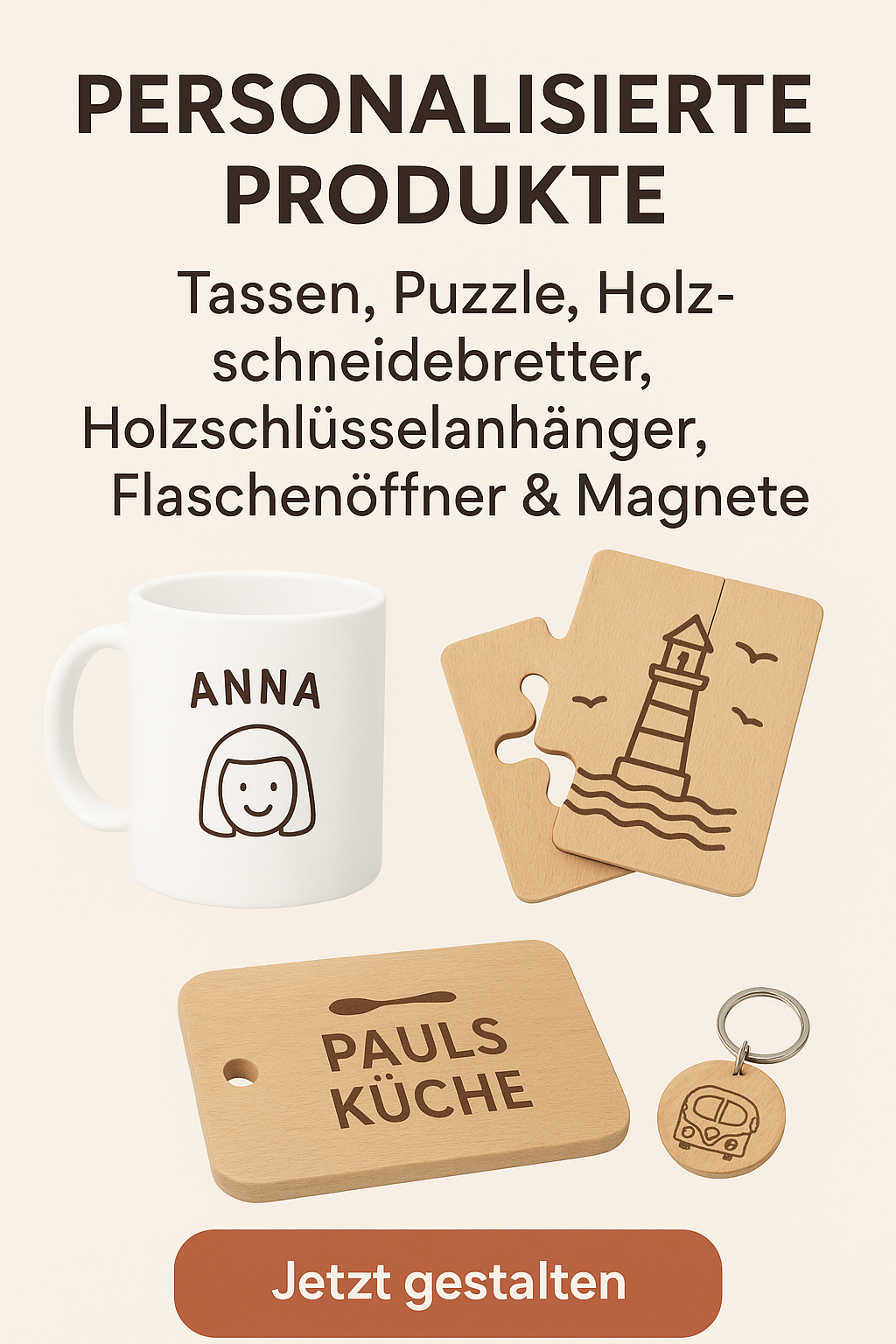 🪵 Holzwurm – Personalisierte Geschenke mit Stil