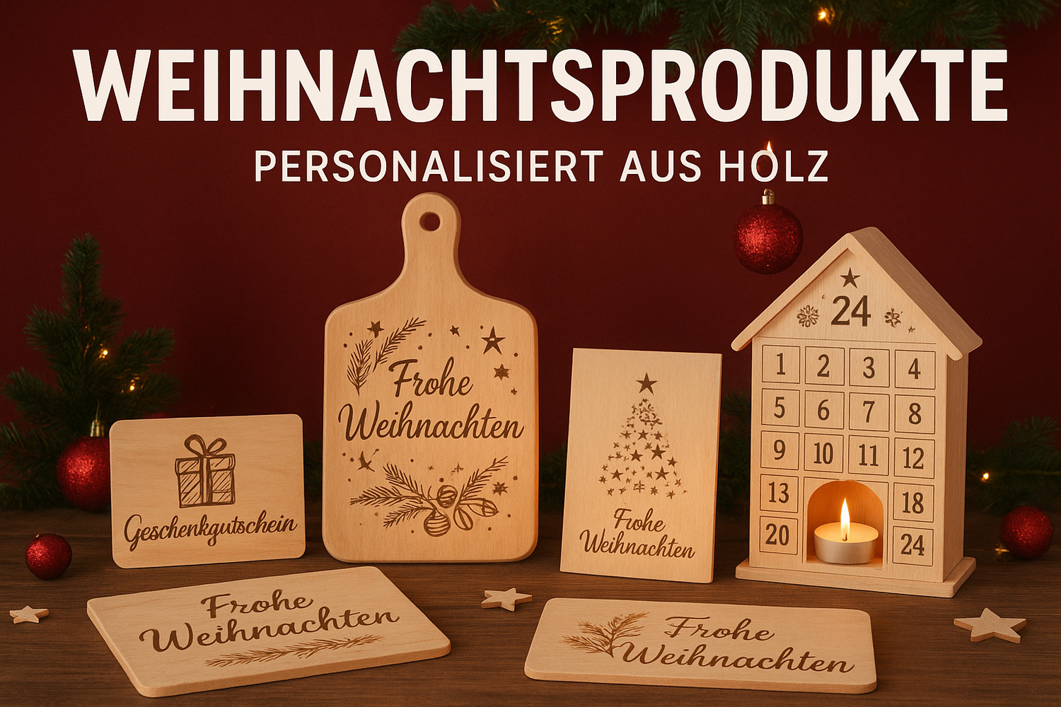 Weihnachtsprodukte und Silvesterprodukte aus Holz