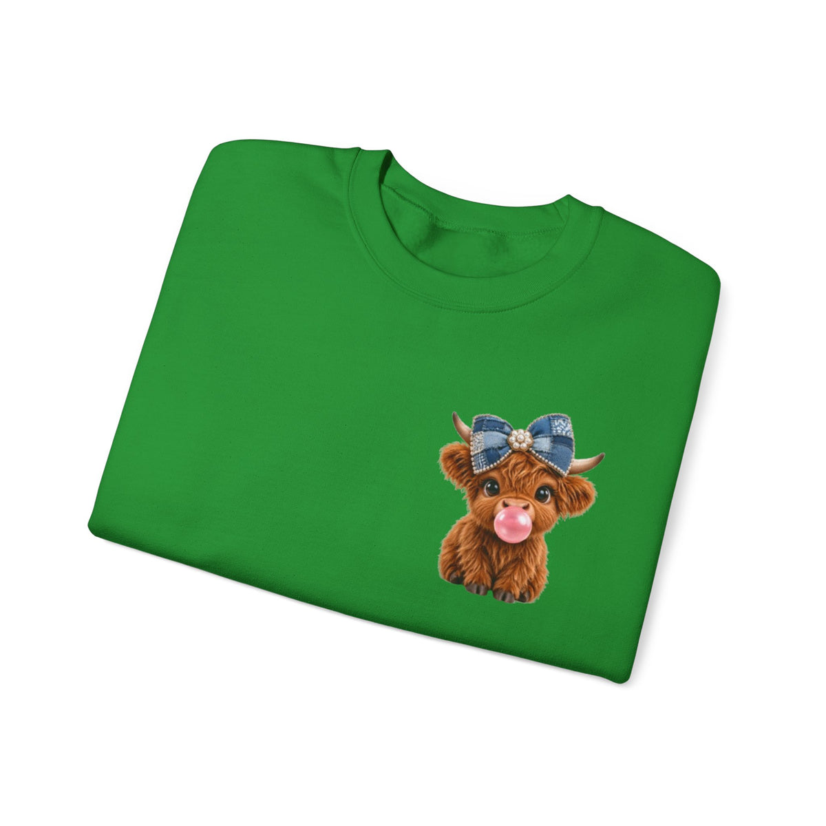Sweatshirt mit niedlichem Hochlandrind – bestickt