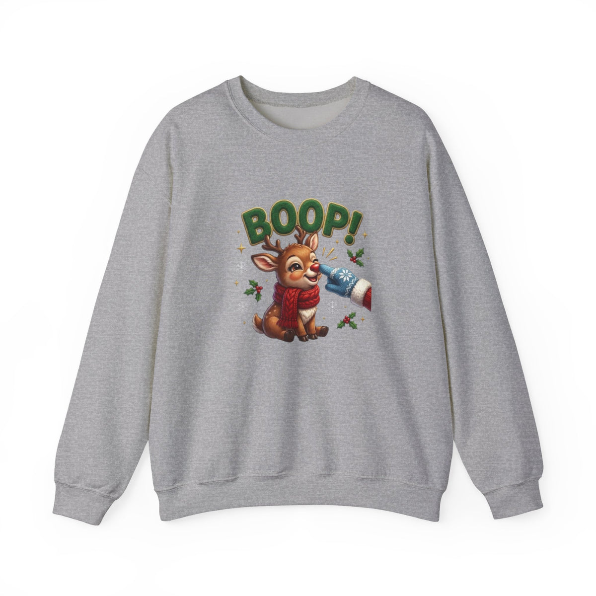 Weihnachtssweatshirt mit Rentier und „BOOP!“-Motiv