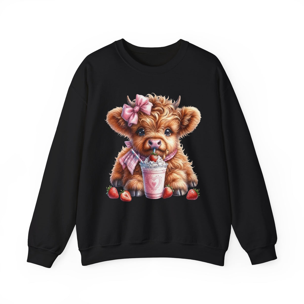 Sweatshirt mit Hochlandkalb und Erdbeerdrink