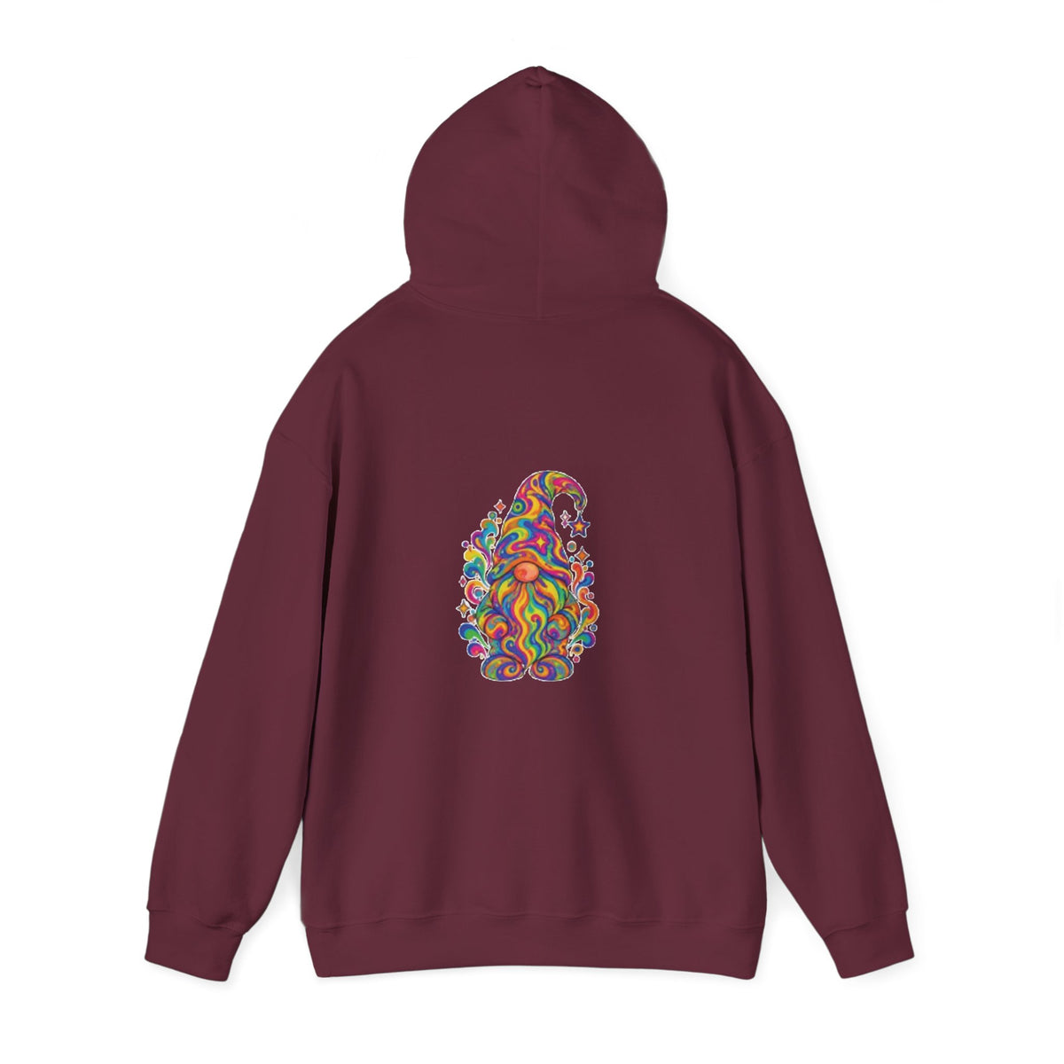 Hoodie mit buntem psychedelischem Wichtel-Motiv
