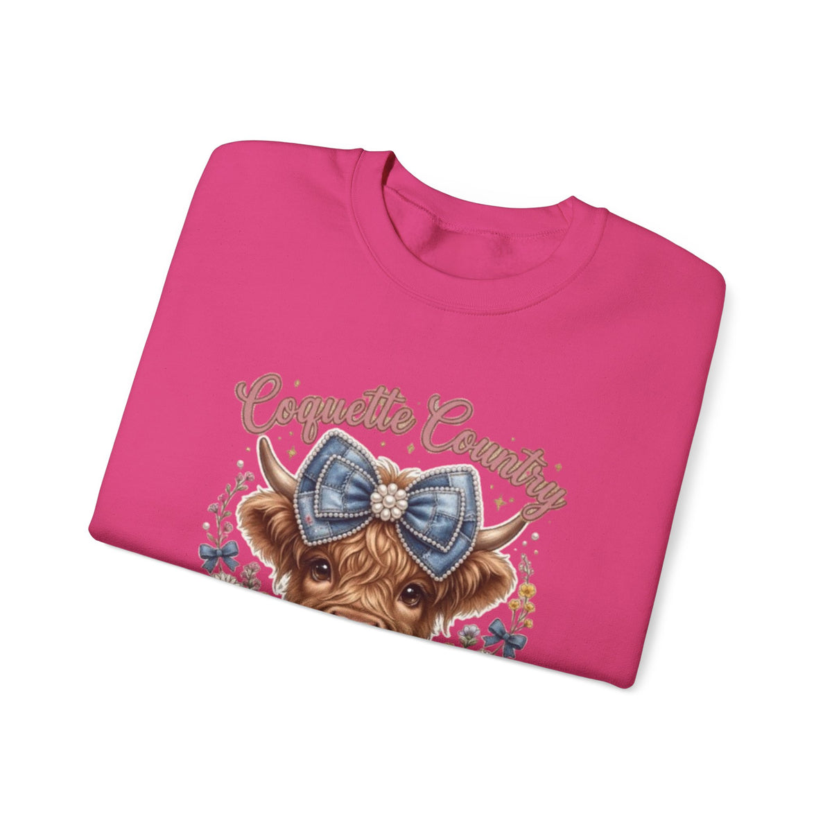 Sweatshirt mit Hochlandrind und blauer Schleife