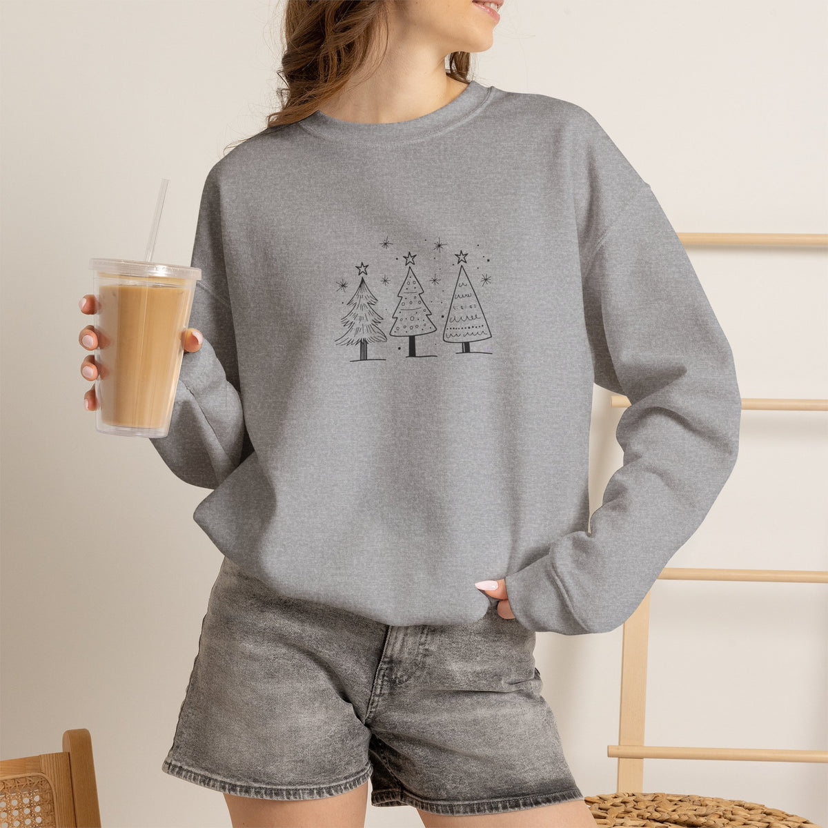 Minimalist Christmas Trees Holiday Crewneck Sweatshirt