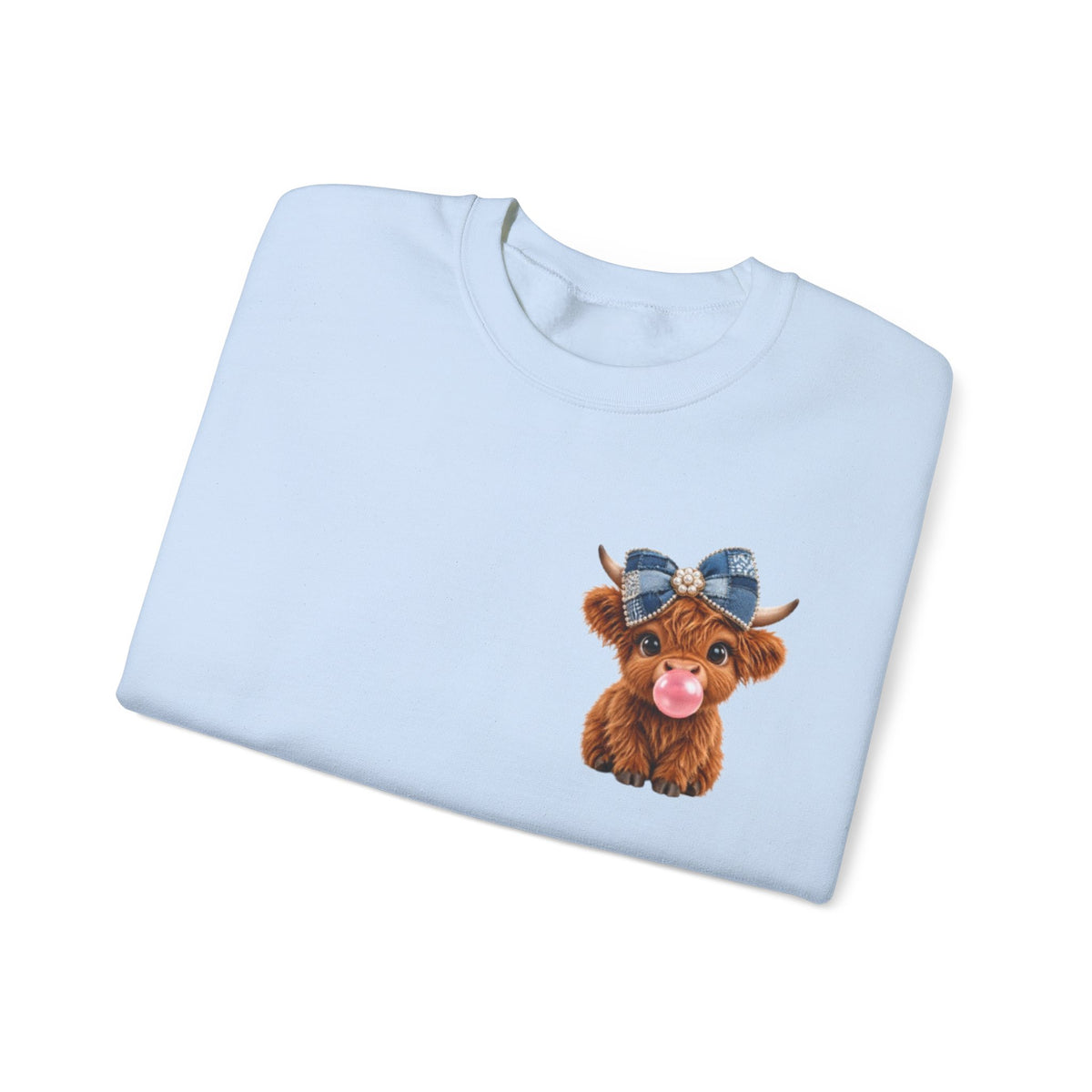 Sweatshirt mit niedlichem Hochlandrind – bestickt