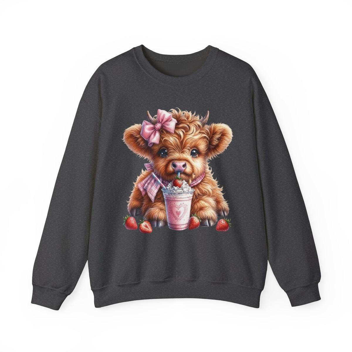 Sweatshirt mit Hochlandkalb und Erdbeerdrink