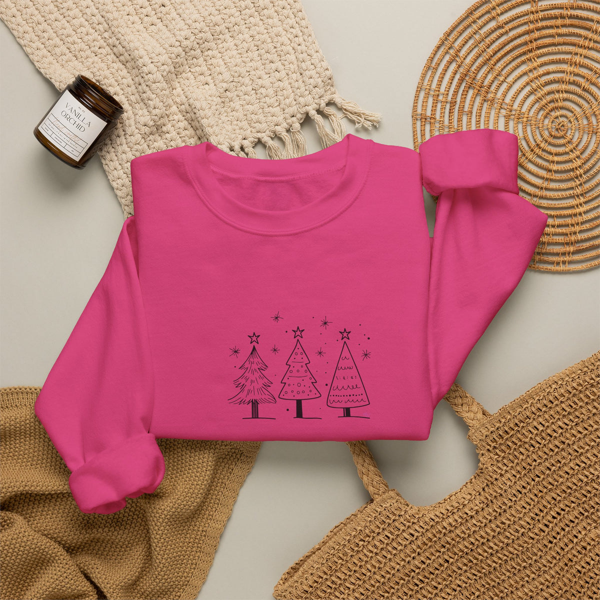 Minimalist Christmas Trees Holiday Crewneck Sweatshirt