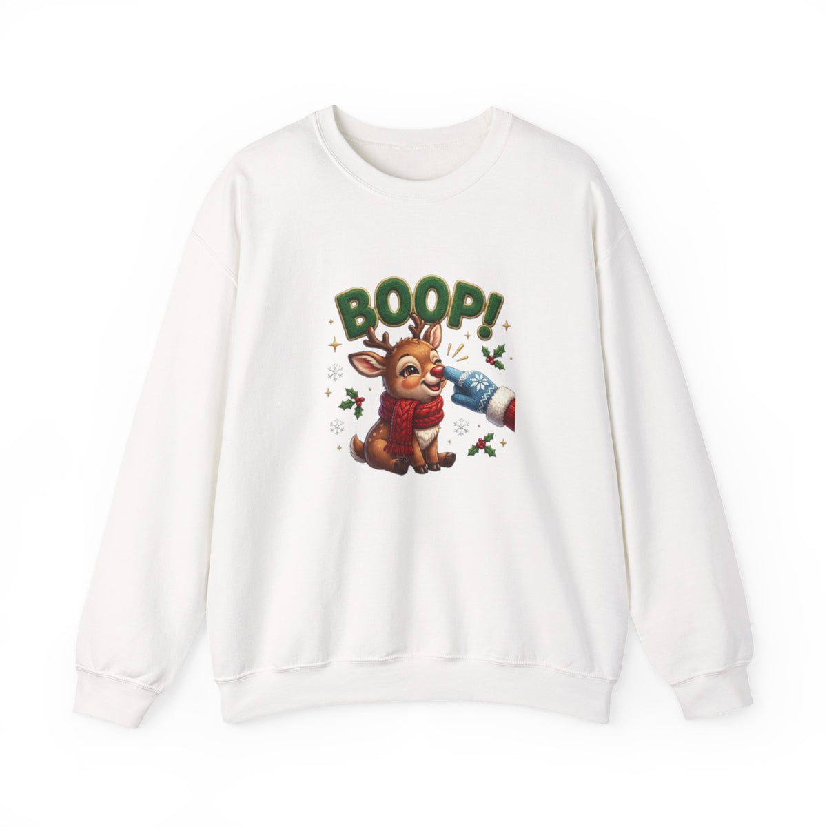 Weihnachtssweatshirt mit Rentier und „BOOP!“-Motiv