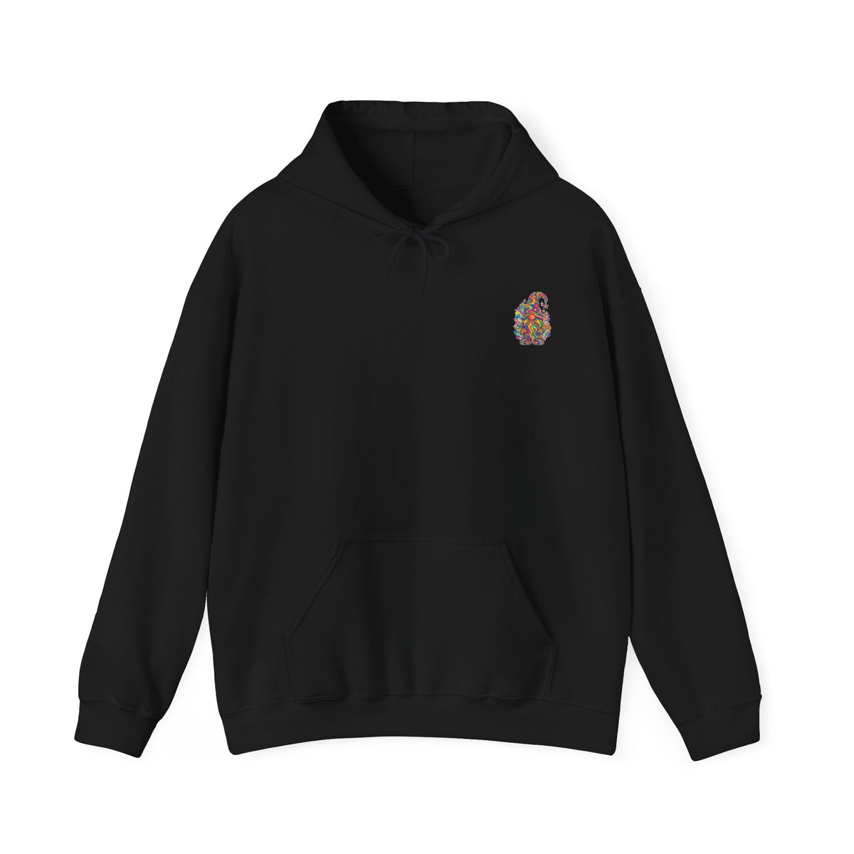 Hoodie mit buntem psychedelischem Wichtel-Motiv