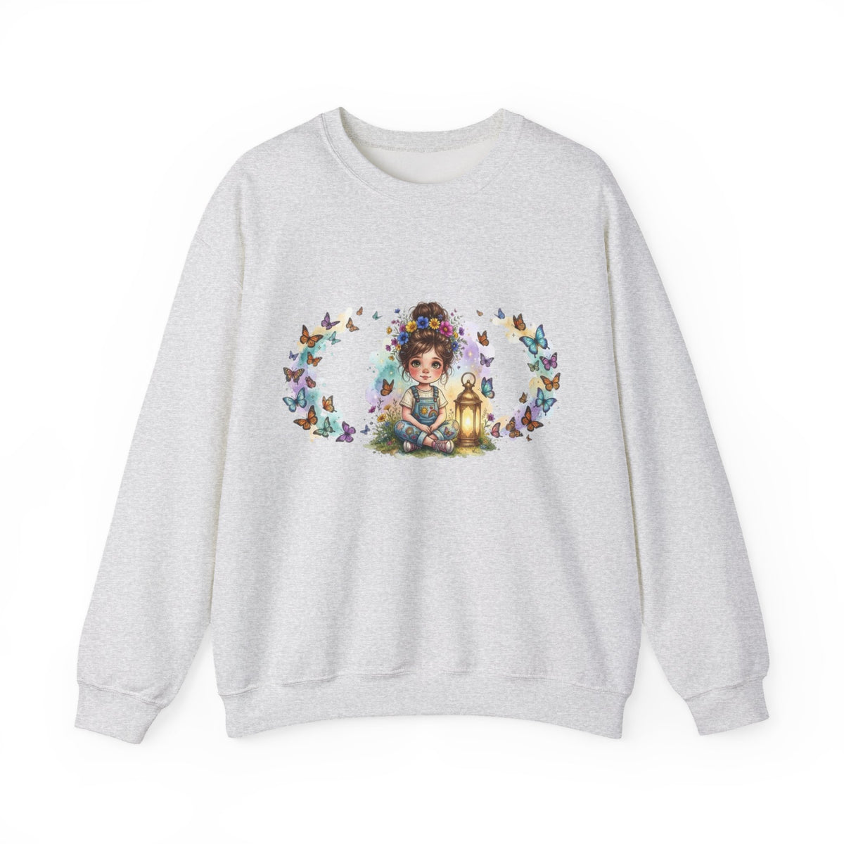 Sweatshirt mit Mädchen, Laterne und Schmetterlingen