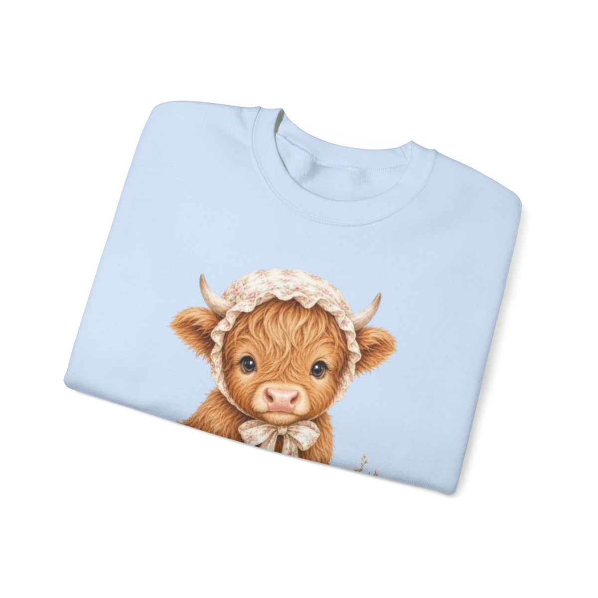 Sweatshirt mit Hochlandkalb und rosa Blumen