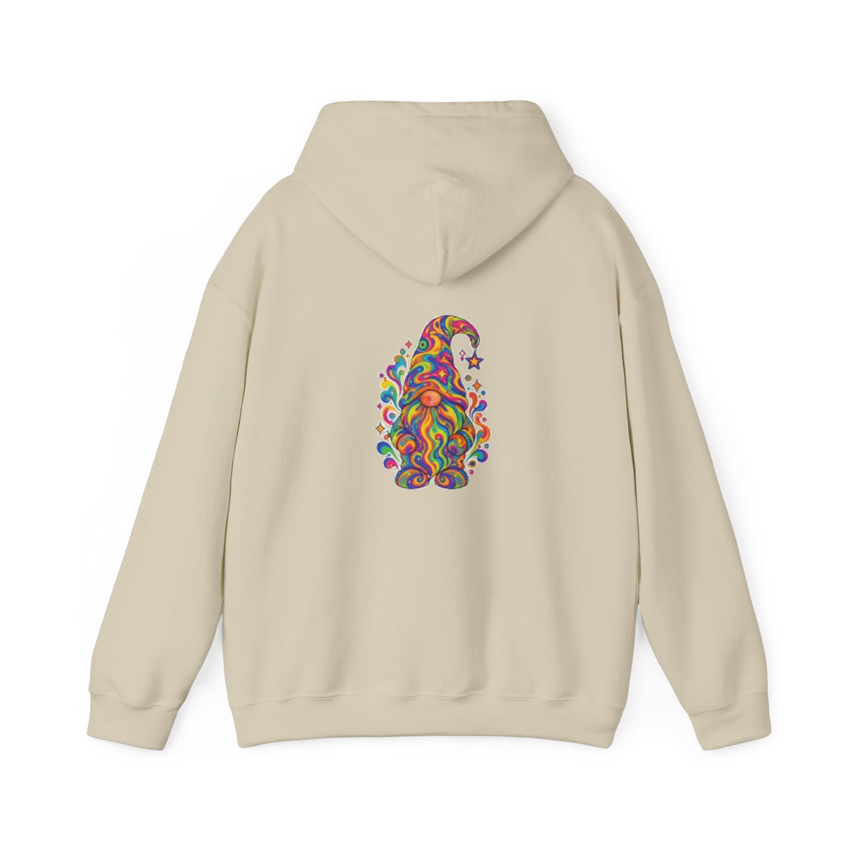 Hoodie mit buntem psychedelischem Wichtel-Motiv