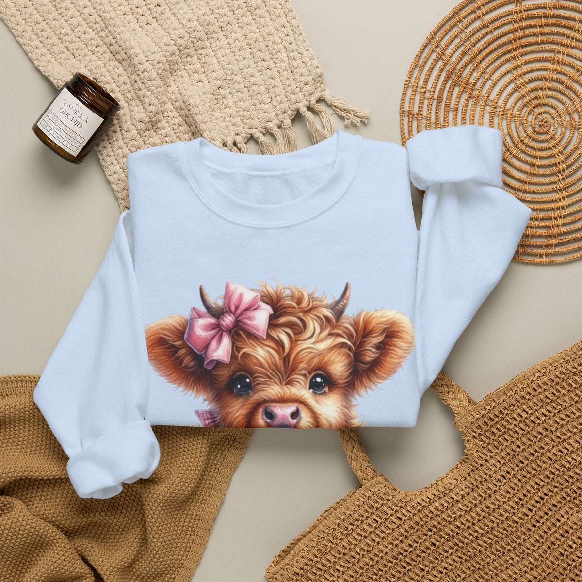 Sweatshirt mit Hochlandkalb und Erdbeerdrink
