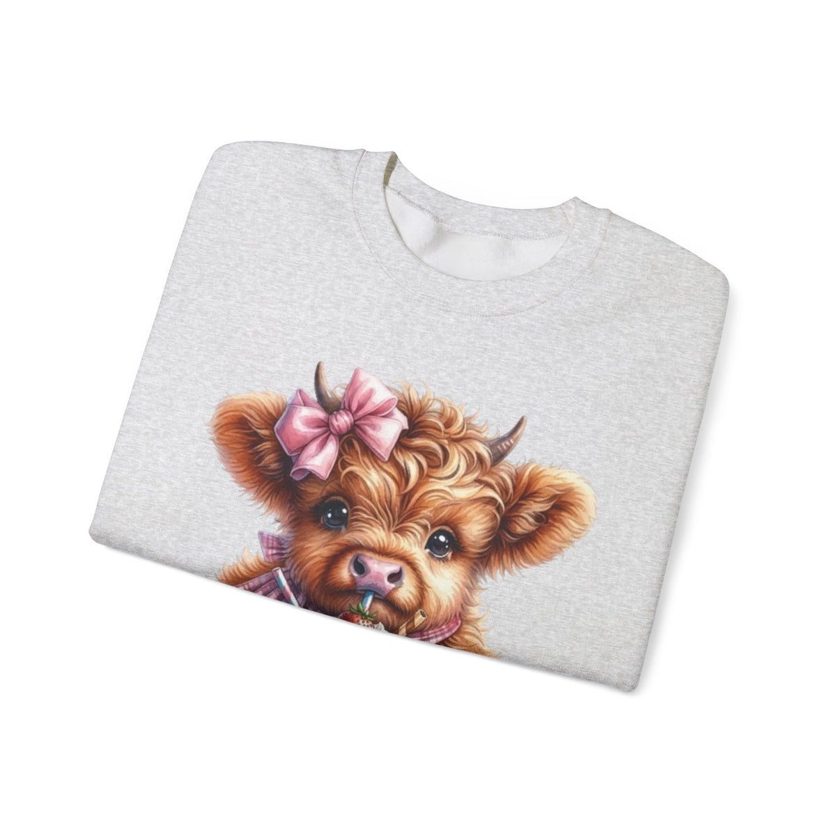 Sweatshirt mit Hochlandkalb und Erdbeerdrink