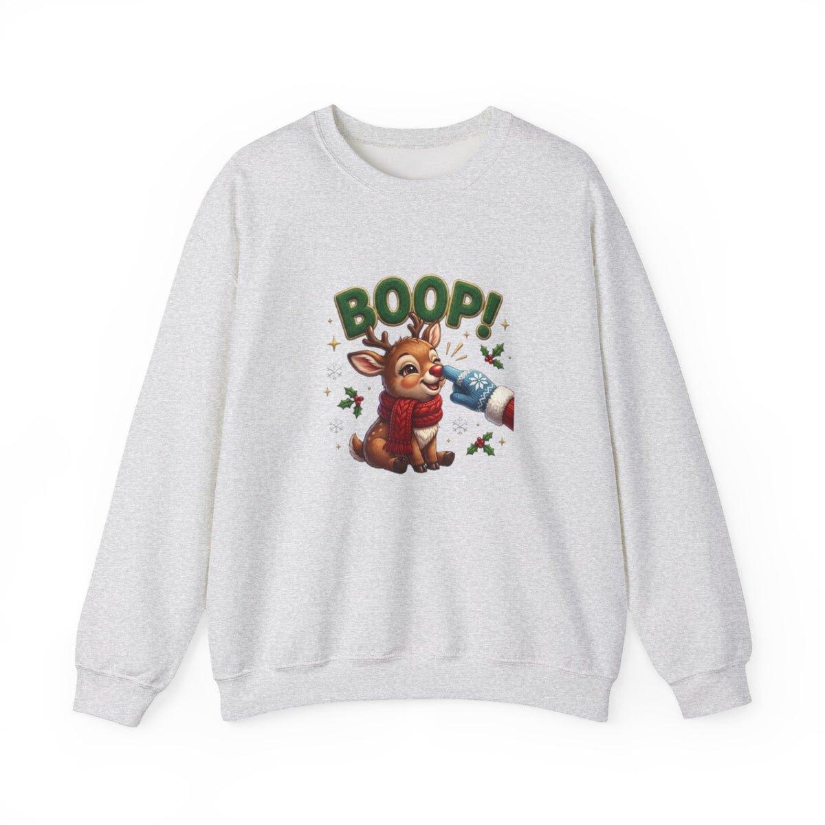 Weihnachtssweatshirt mit Rentier und „BOOP!“-Motiv