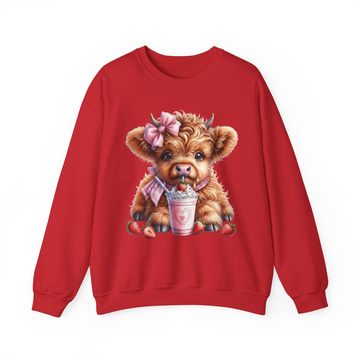 Sweatshirt mit Hochlandkalb und Erdbeerdrink