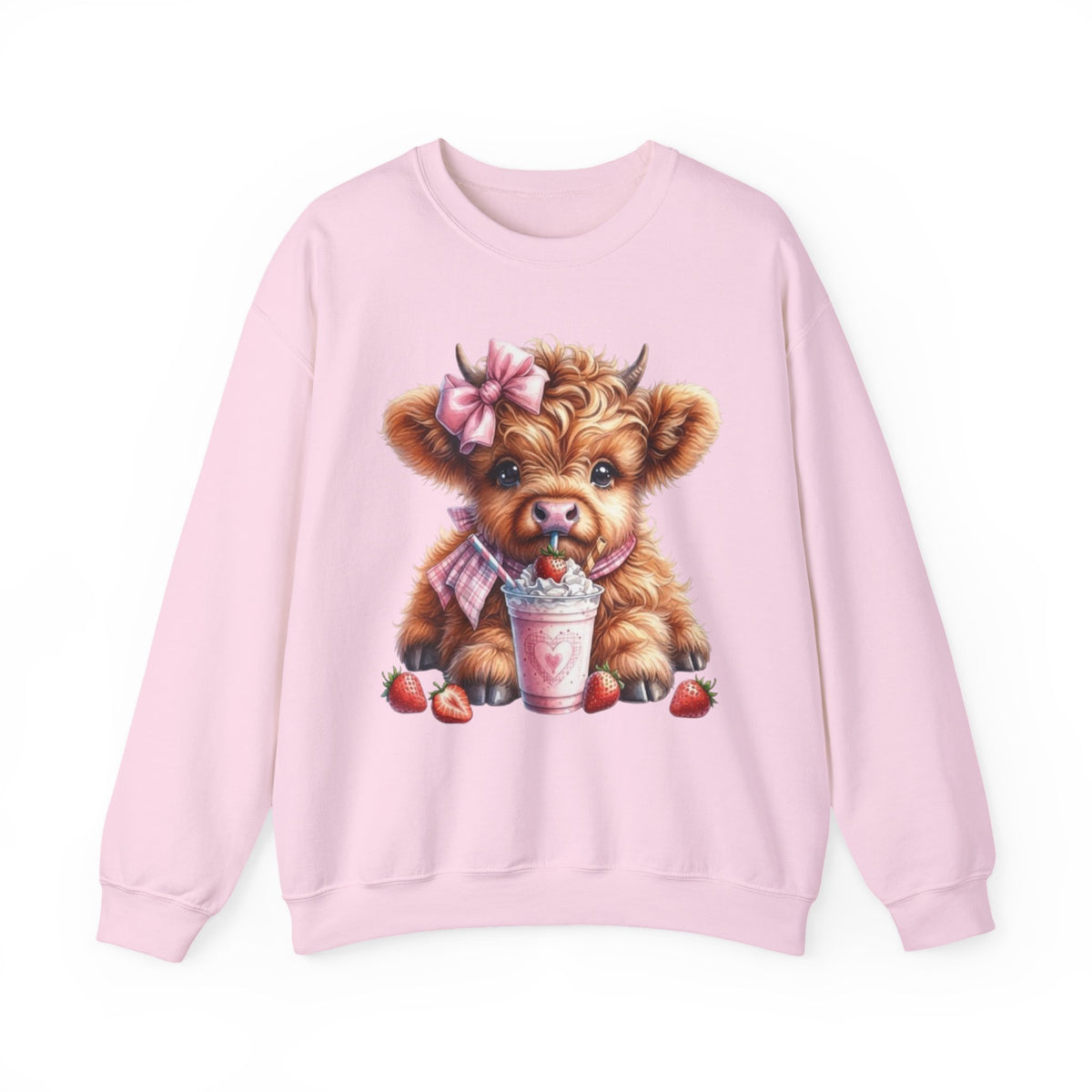 Sweatshirt mit Hochlandkalb und Erdbeerdrink