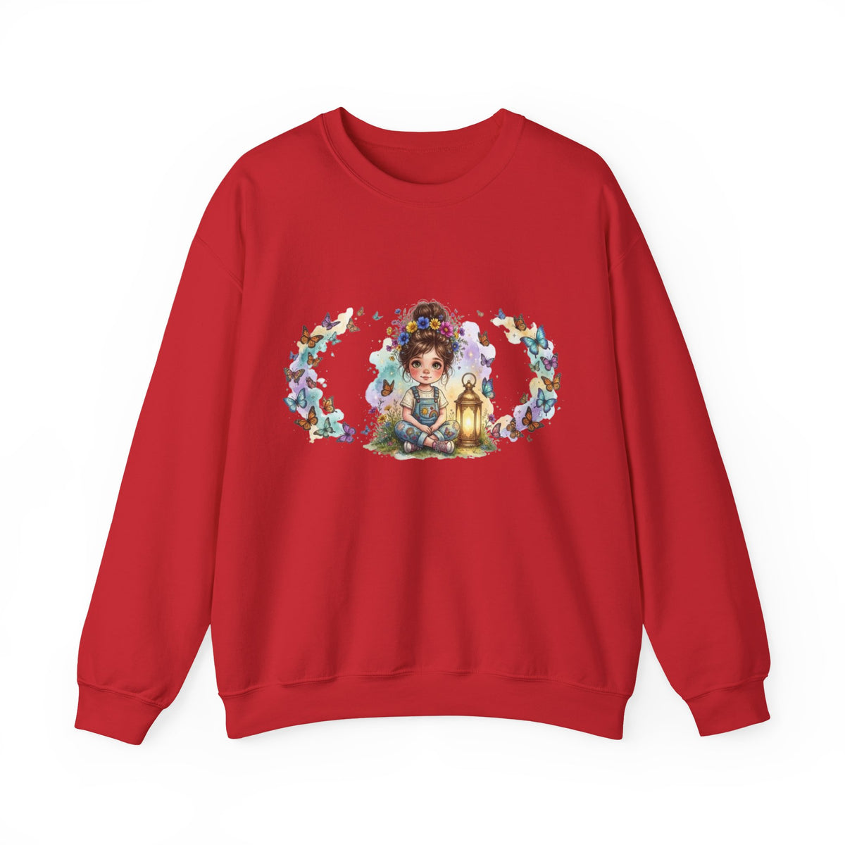 Sweatshirt mit Mädchen, Laterne und Schmetterlingen
