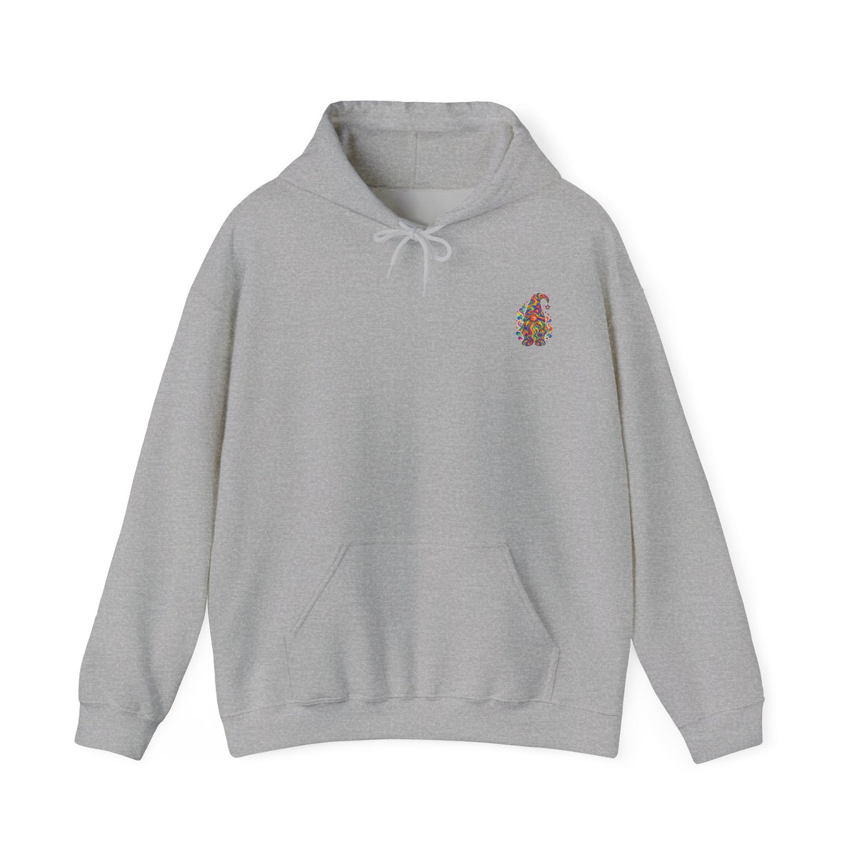 Hoodie mit buntem psychedelischem Wichtel-Motiv