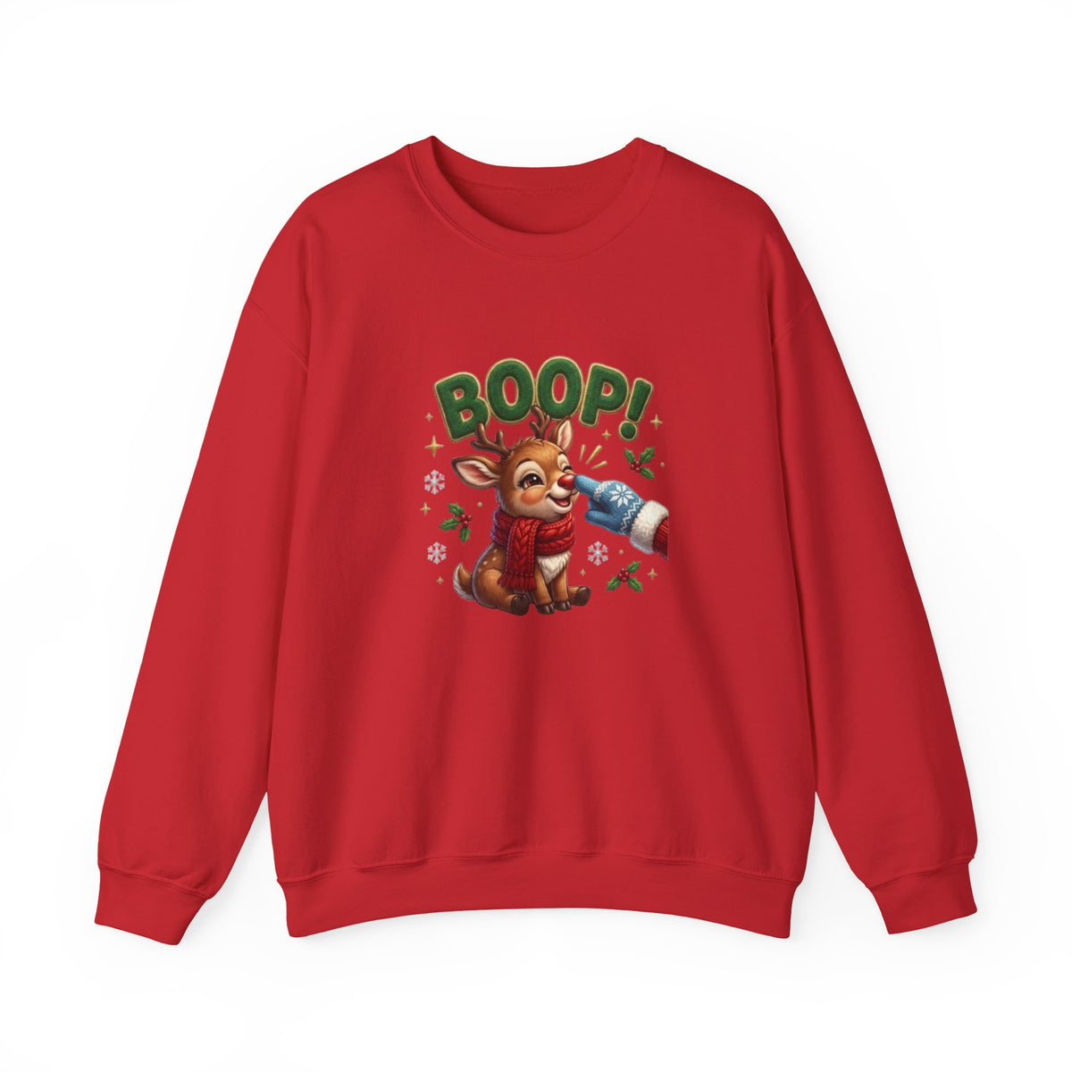 Weihnachtssweatshirt mit Rentier und „BOOP!“-Motiv