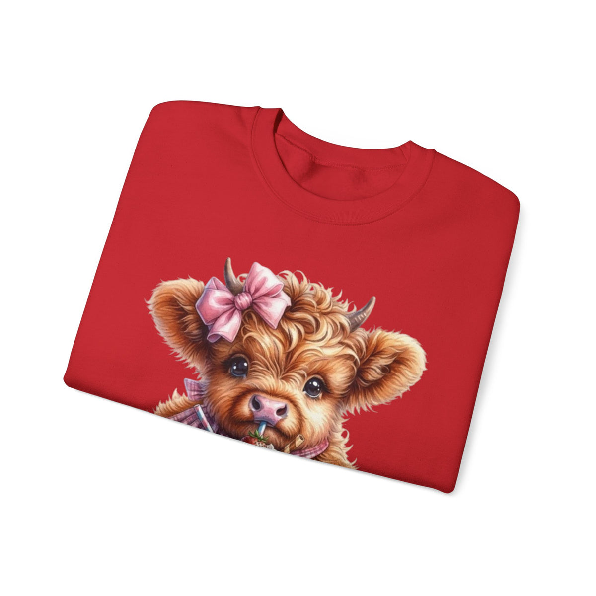 Sweatshirt mit Hochlandkalb und Erdbeerdrink