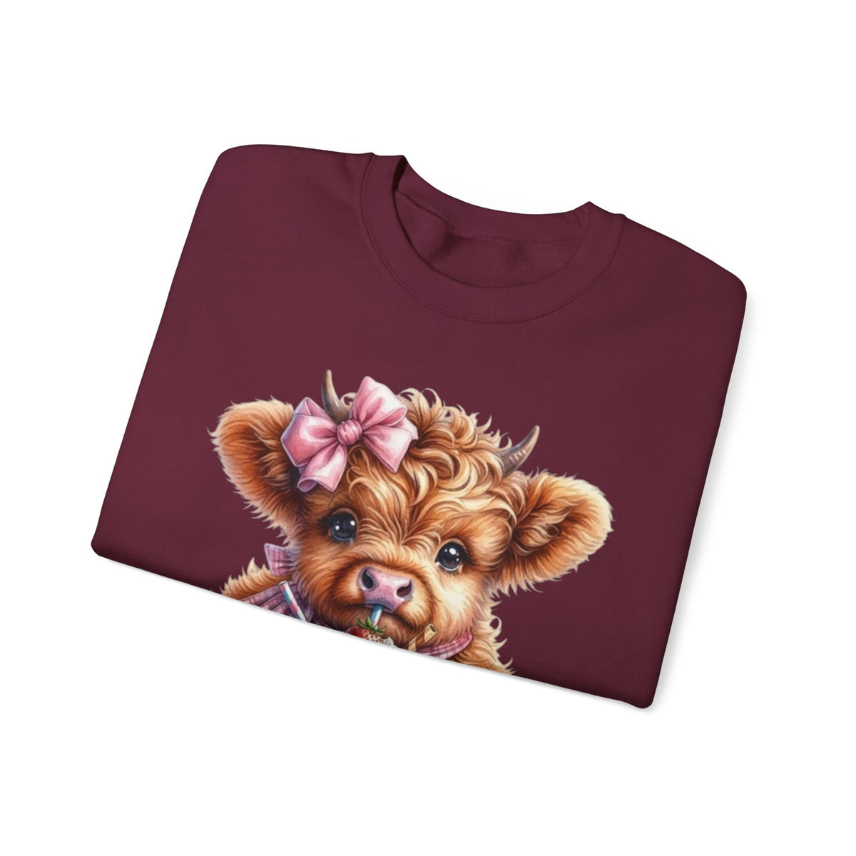 Sweatshirt mit Hochlandkalb und Erdbeerdrink