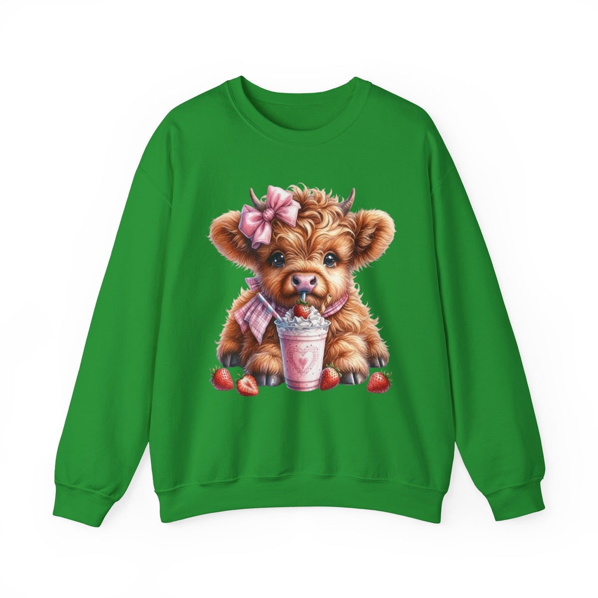 Sweatshirt mit Hochlandkalb und Erdbeerdrink