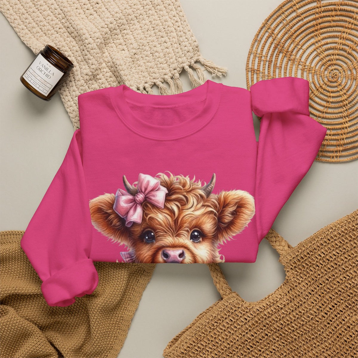 Sweatshirt mit Hochlandkalb und Erdbeerdrink