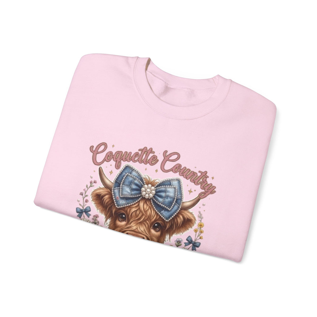 Sweatshirt mit Hochlandrind und blauer Schleife
