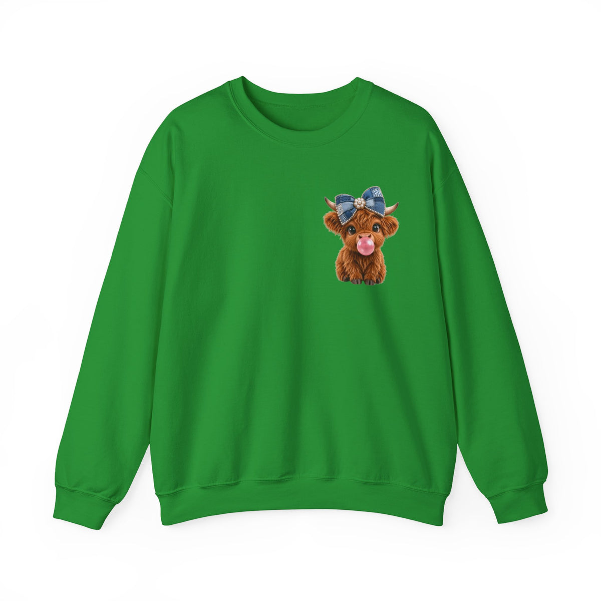 Sweatshirt mit niedlichem Hochlandrind – bestickt
