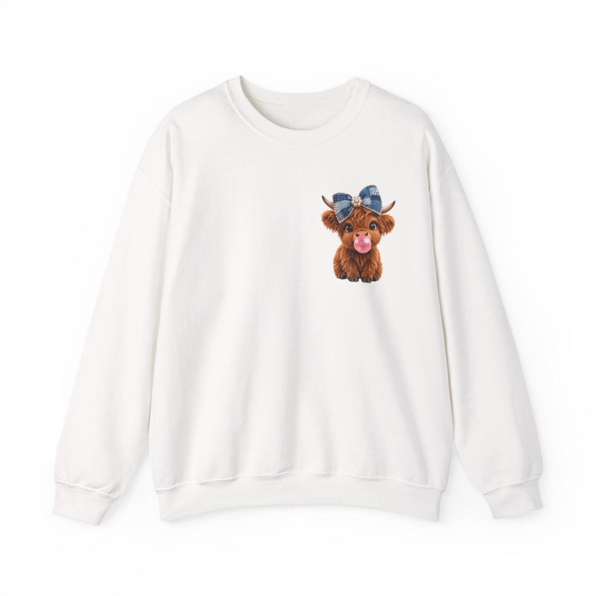 Sweatshirt mit niedlichem Hochlandrind – bestickt