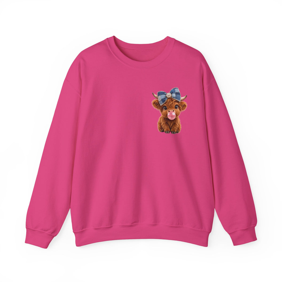 Sweatshirt mit niedlichem Hochlandrind – bestickt