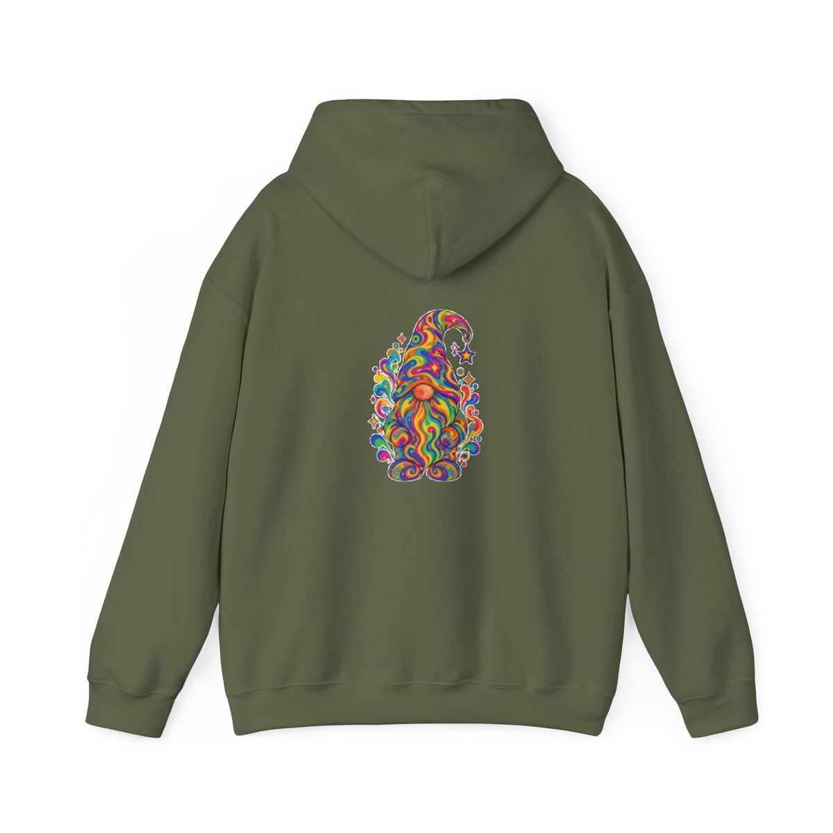 Hoodie mit buntem psychedelischem Wichtel-Motiv