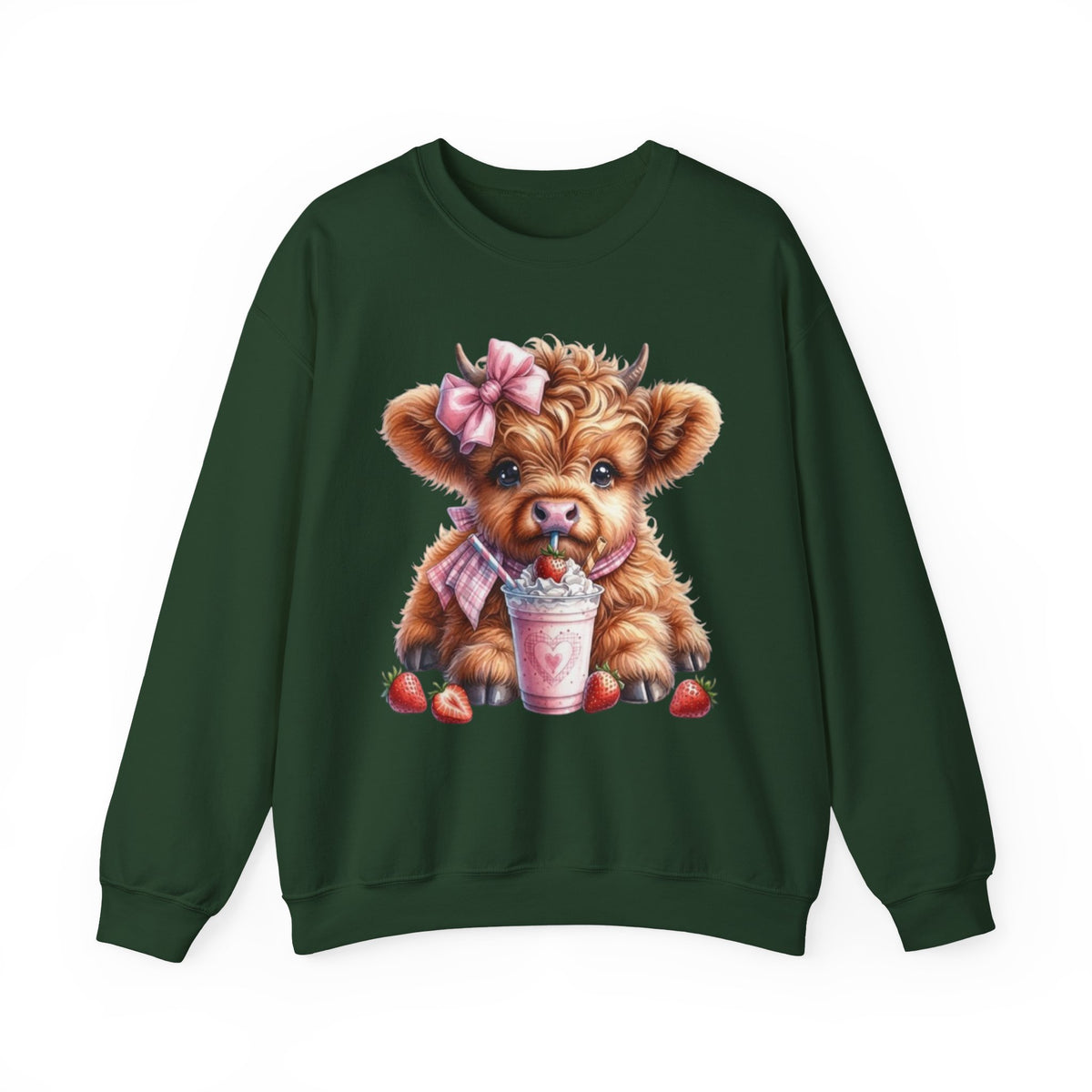 Sweatshirt mit Hochlandkalb und Erdbeerdrink