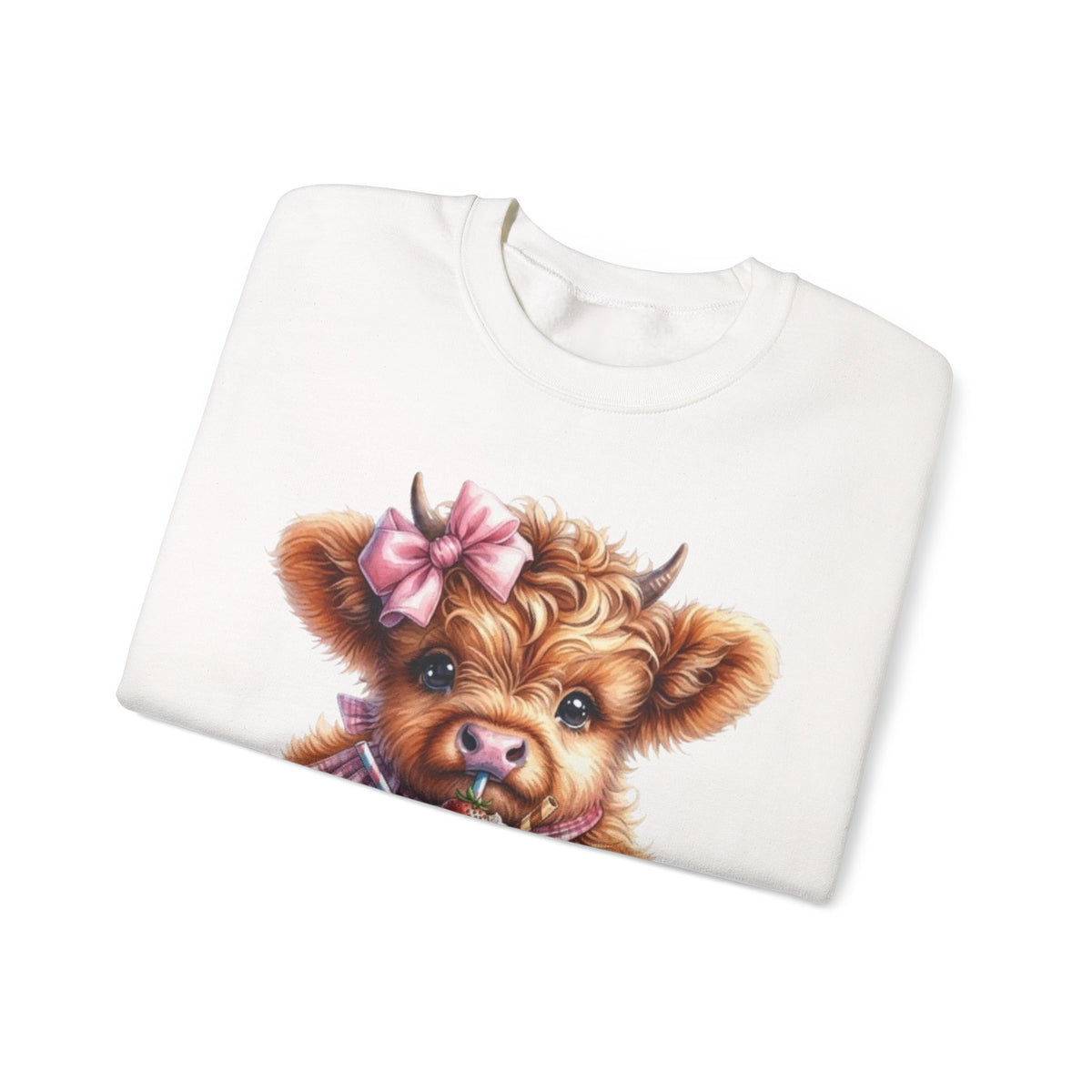 Sweatshirt mit Hochlandkalb und Erdbeerdrink
