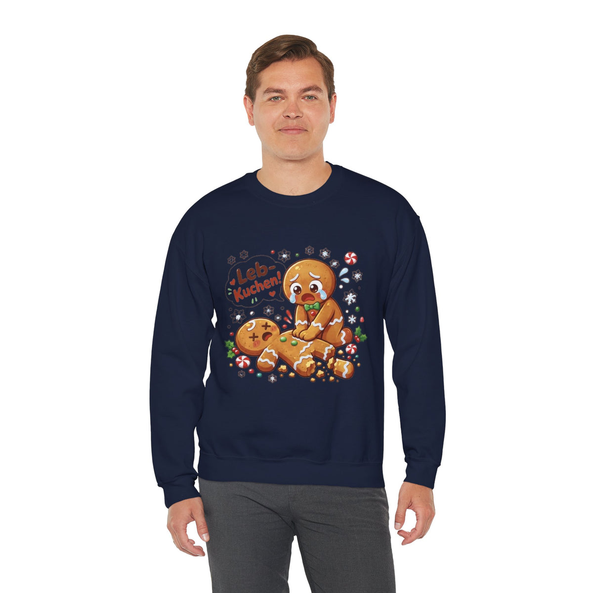 Weihnachtssweatshirt mit lustigem Lebkuchen-Motiv