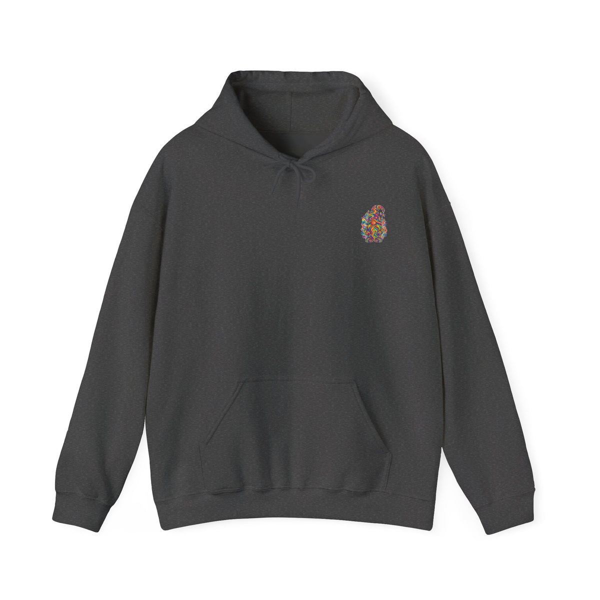 Hoodie mit buntem psychedelischem Wichtel-Motiv