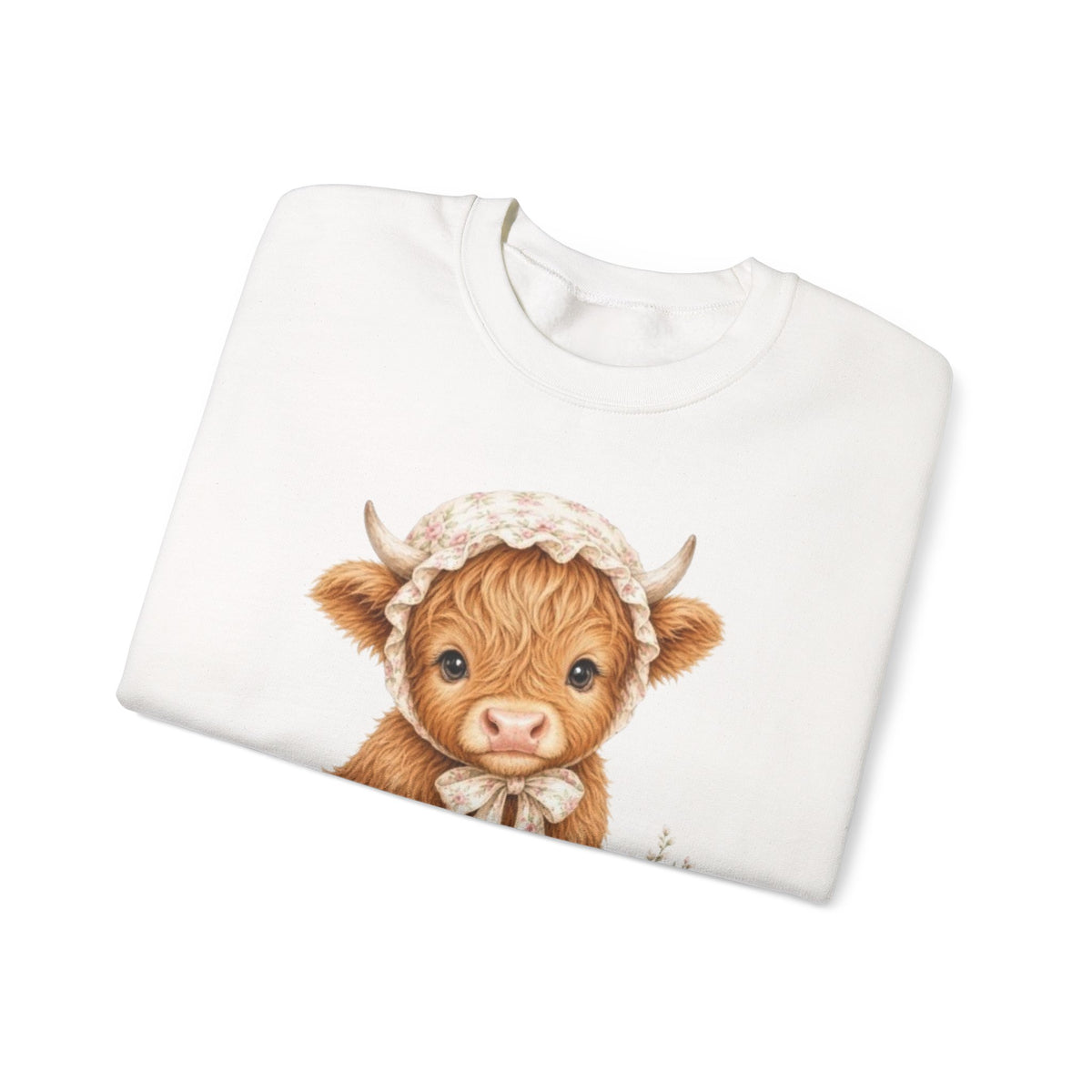 Sweatshirt mit Hochlandkalb und rosa Blumen