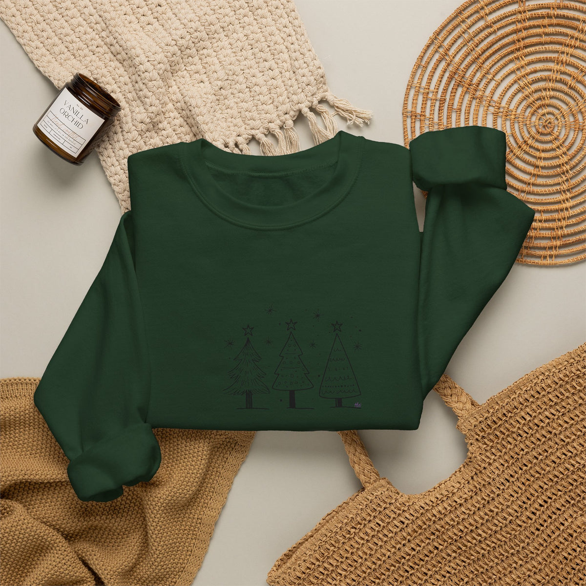 Minimalist Christmas Trees Holiday Crewneck Sweatshirt
