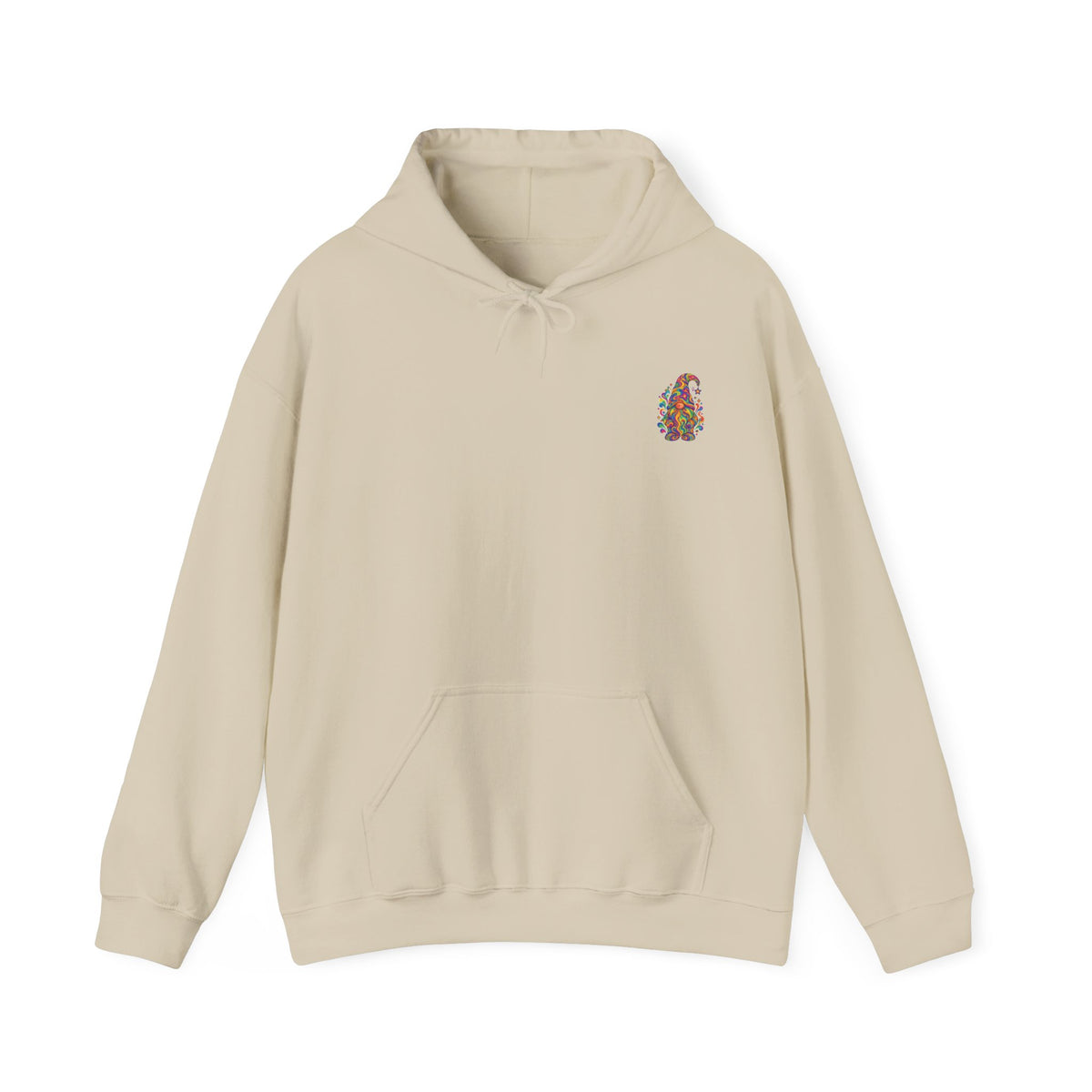 Hoodie mit buntem psychedelischem Wichtel-Motiv