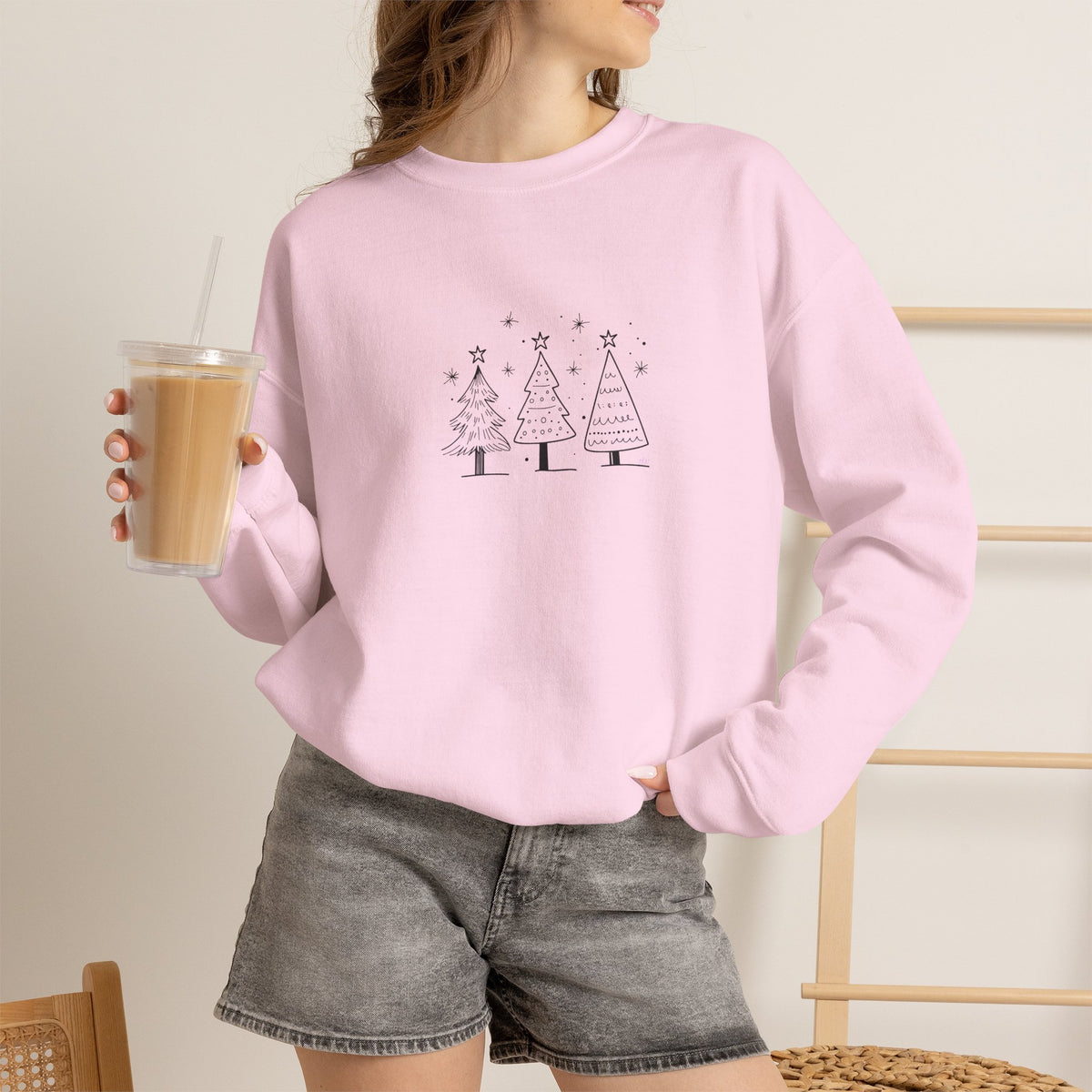 Minimalist Christmas Trees Holiday Crewneck Sweatshirt