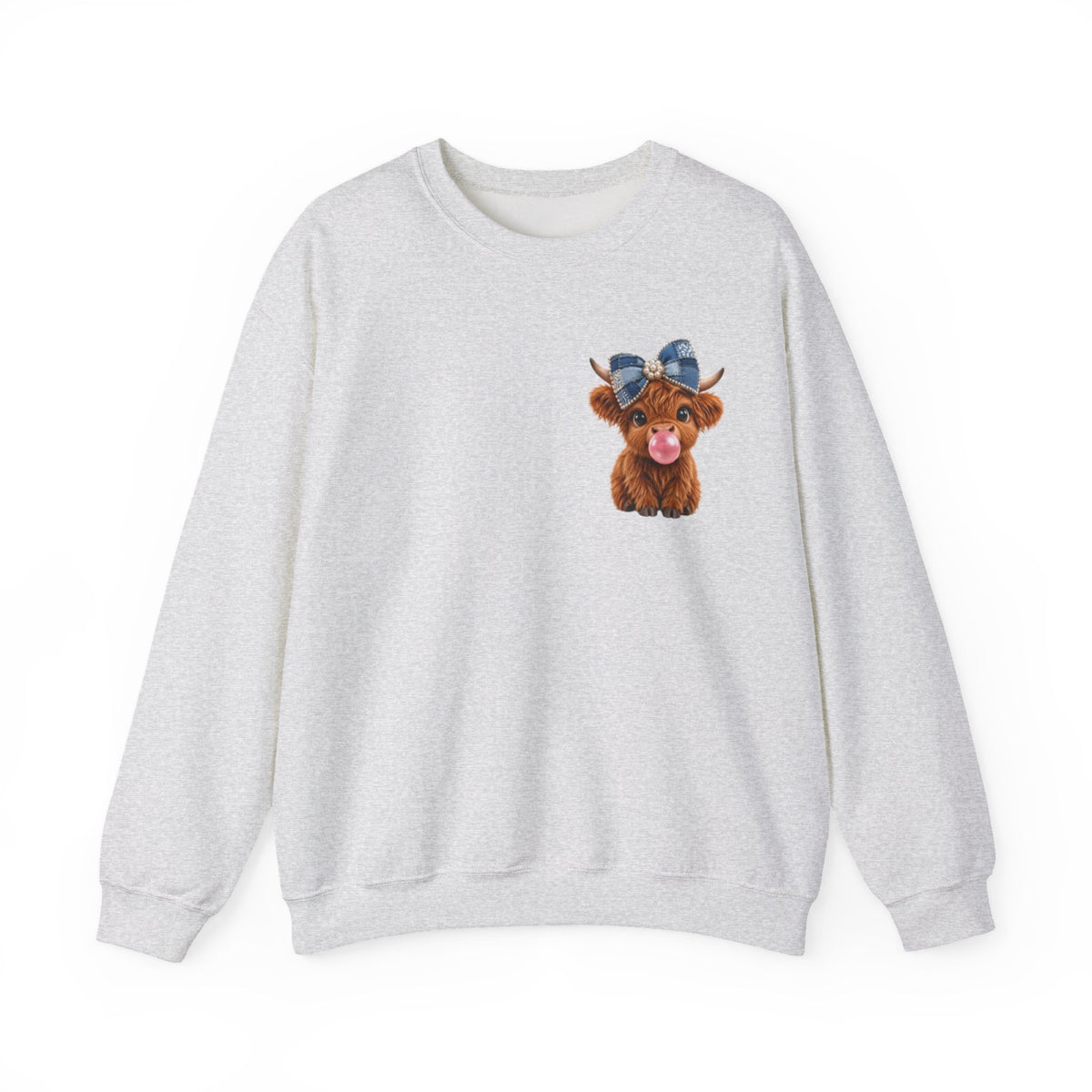 Sweatshirt mit niedlichem Hochlandrind – bestickt