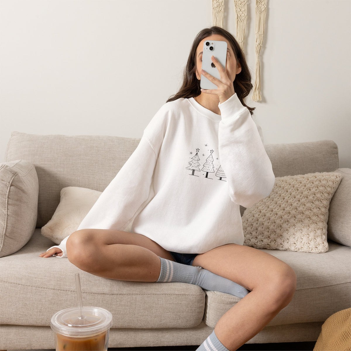Minimalist Christmas Trees Holiday Crewneck Sweatshirt