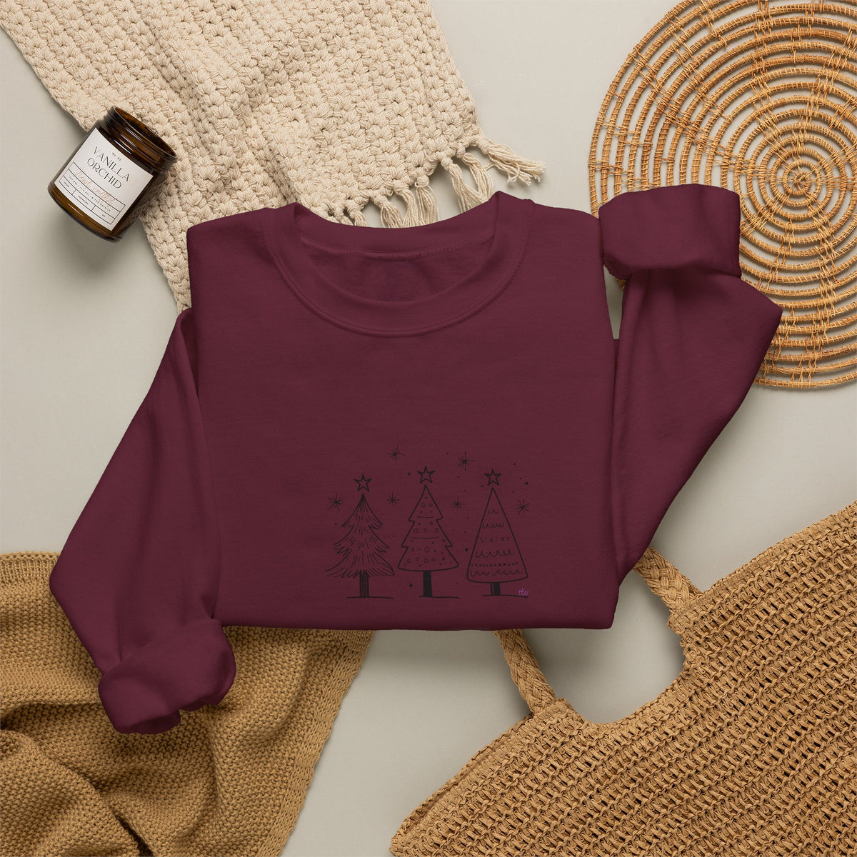 Minimalist Christmas Trees Holiday Crewneck Sweatshirt